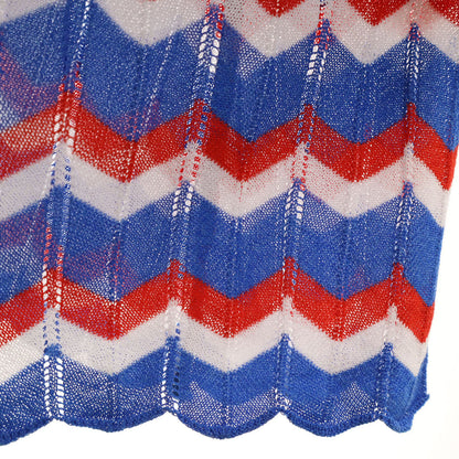 P.A.R.O.S.H. Zigzag Sleeveless Knit Maxi Dress Blue Size XS