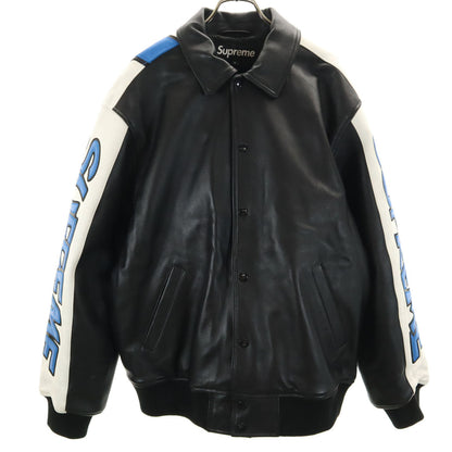 Supreme 20FW Smurfs Lamb Leather Varsity Jacket Black Size L