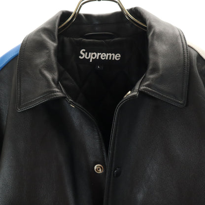 Supreme 20FW Smurfs Lamb Leather Varsity Jacket Black Size L