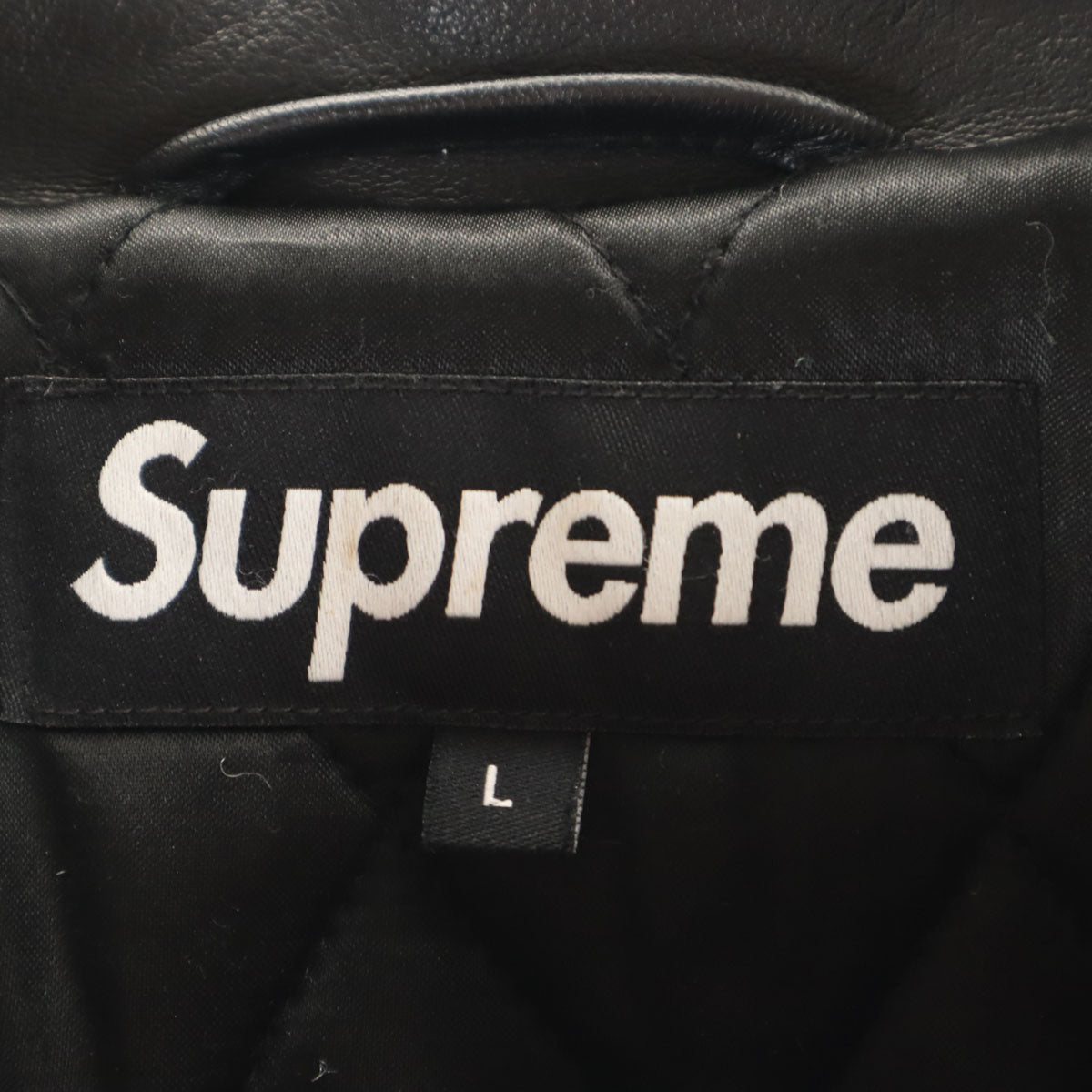 Supreme 20FW Smurfs Lamb Leather Varsity Jacket Black Size L