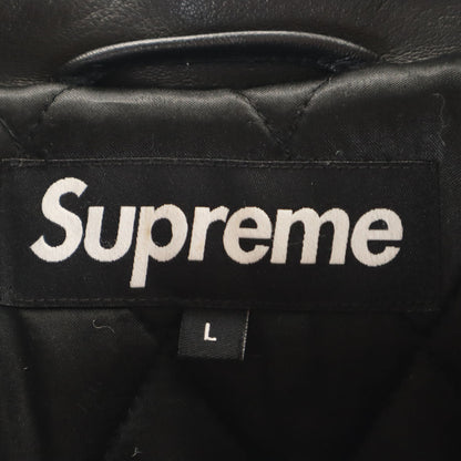 Supreme 20FW Smurfs Lamb Leather Varsity Jacket Black Size L