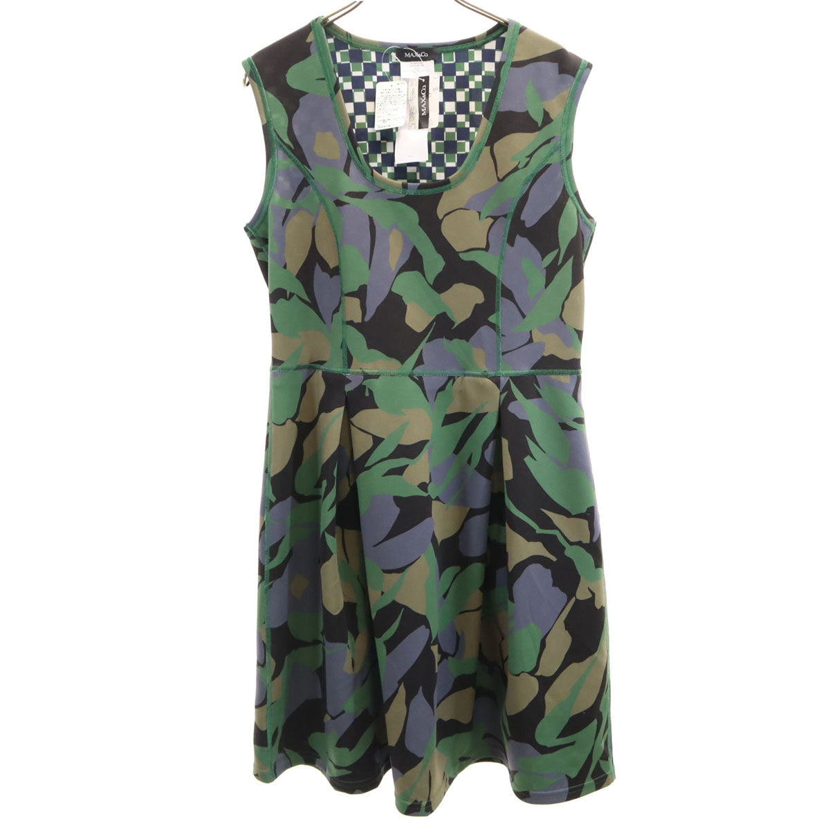 MAX&CO Patterned Sleeveless Midi Dress Green Size L