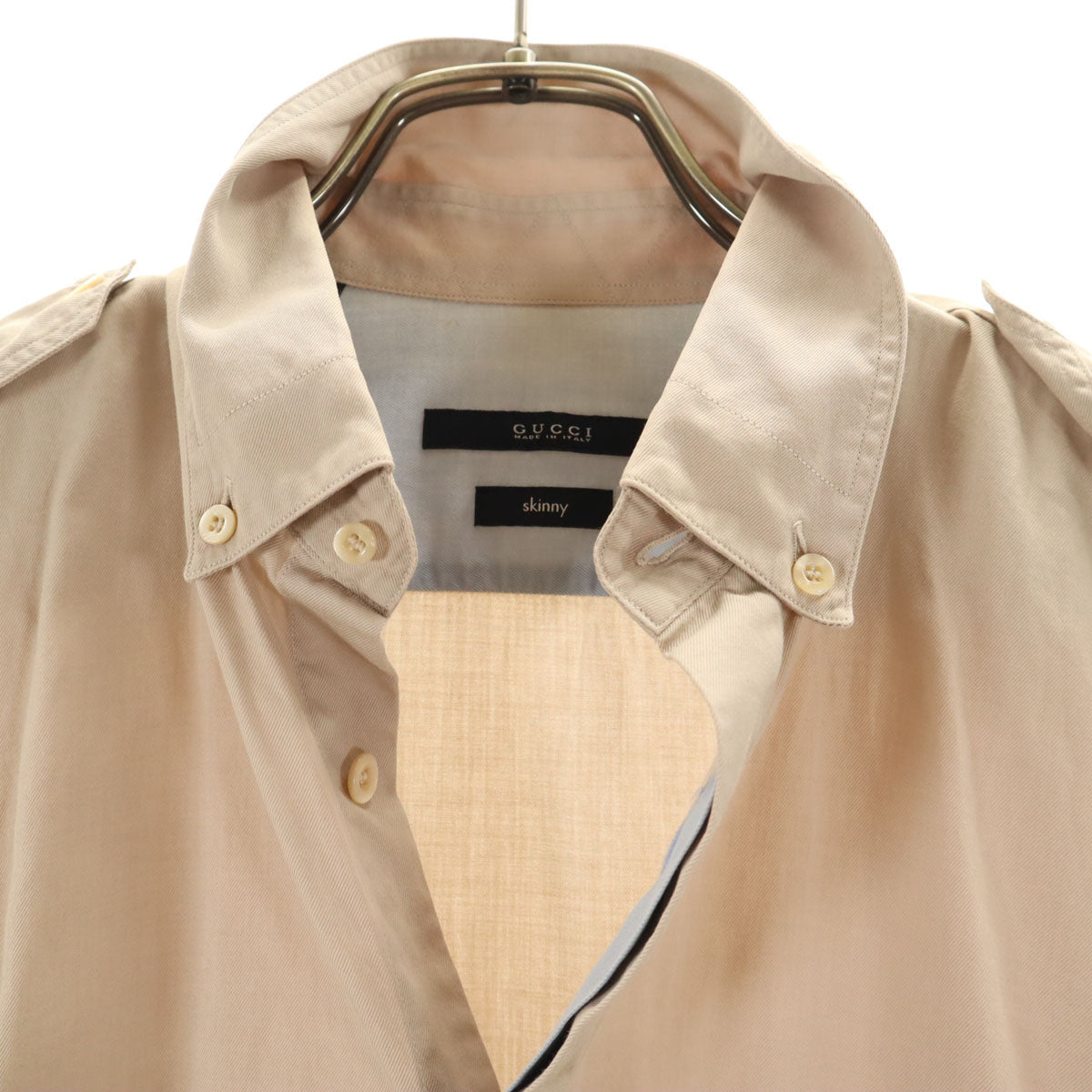 GUCCI Beige Italy-Made Skinny Button Down Shirt Size 38