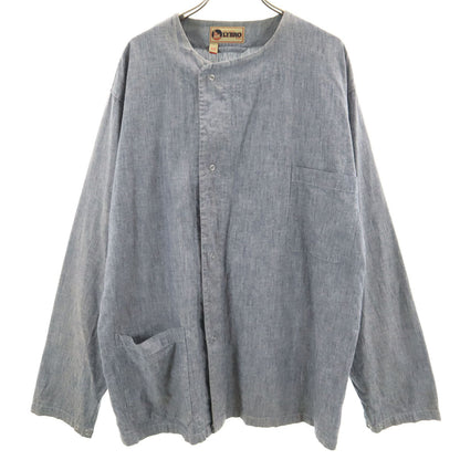 Nigel Cabourn Lybro Gray Long Collarless Shirt Size 50
