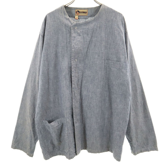 Nigel Cabourn Lybro Gray Long Collarless Shirt Size 50