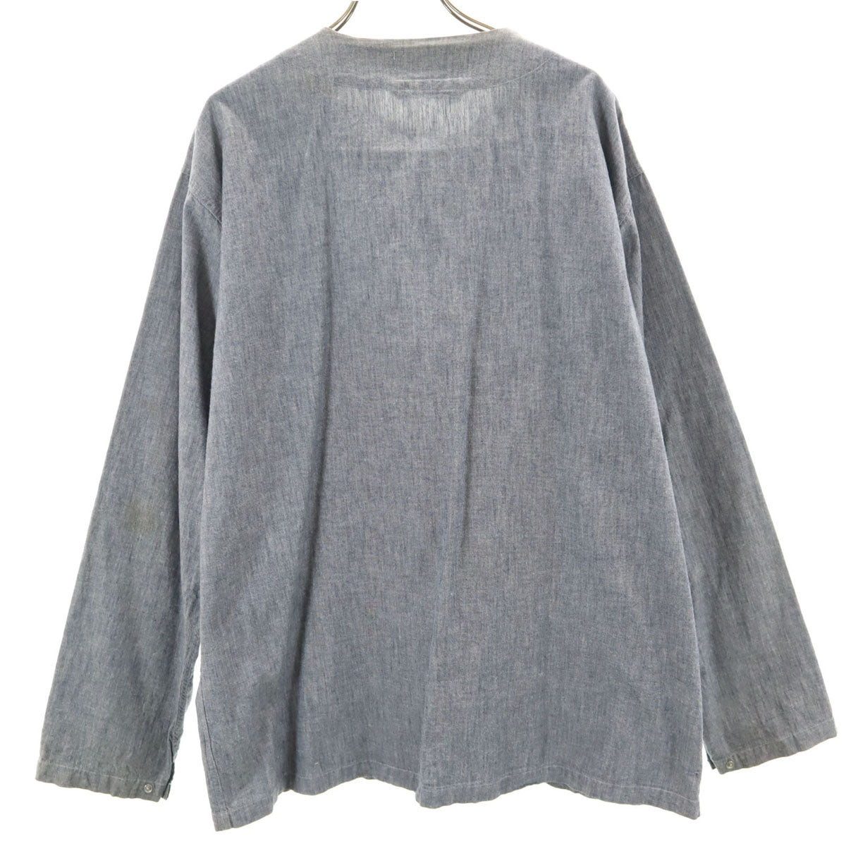Nigel Cabourn Lybro Gray Long Collarless Shirt Size 50