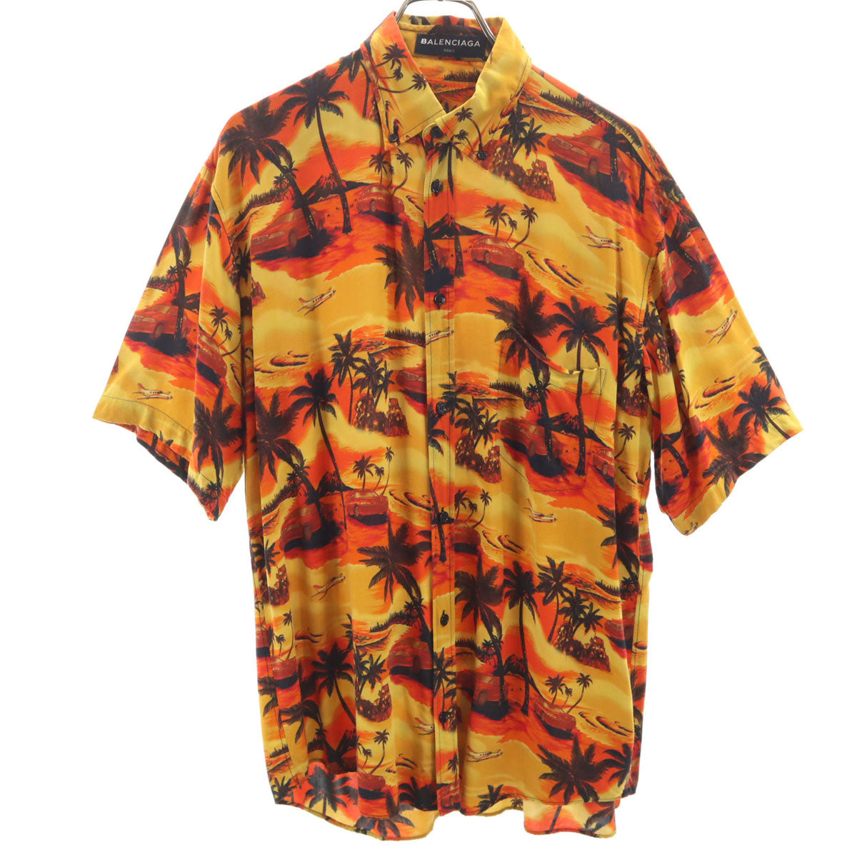 BALENCIAGA 18SS Palm Tree Aloha Shirt Yellow Size 37