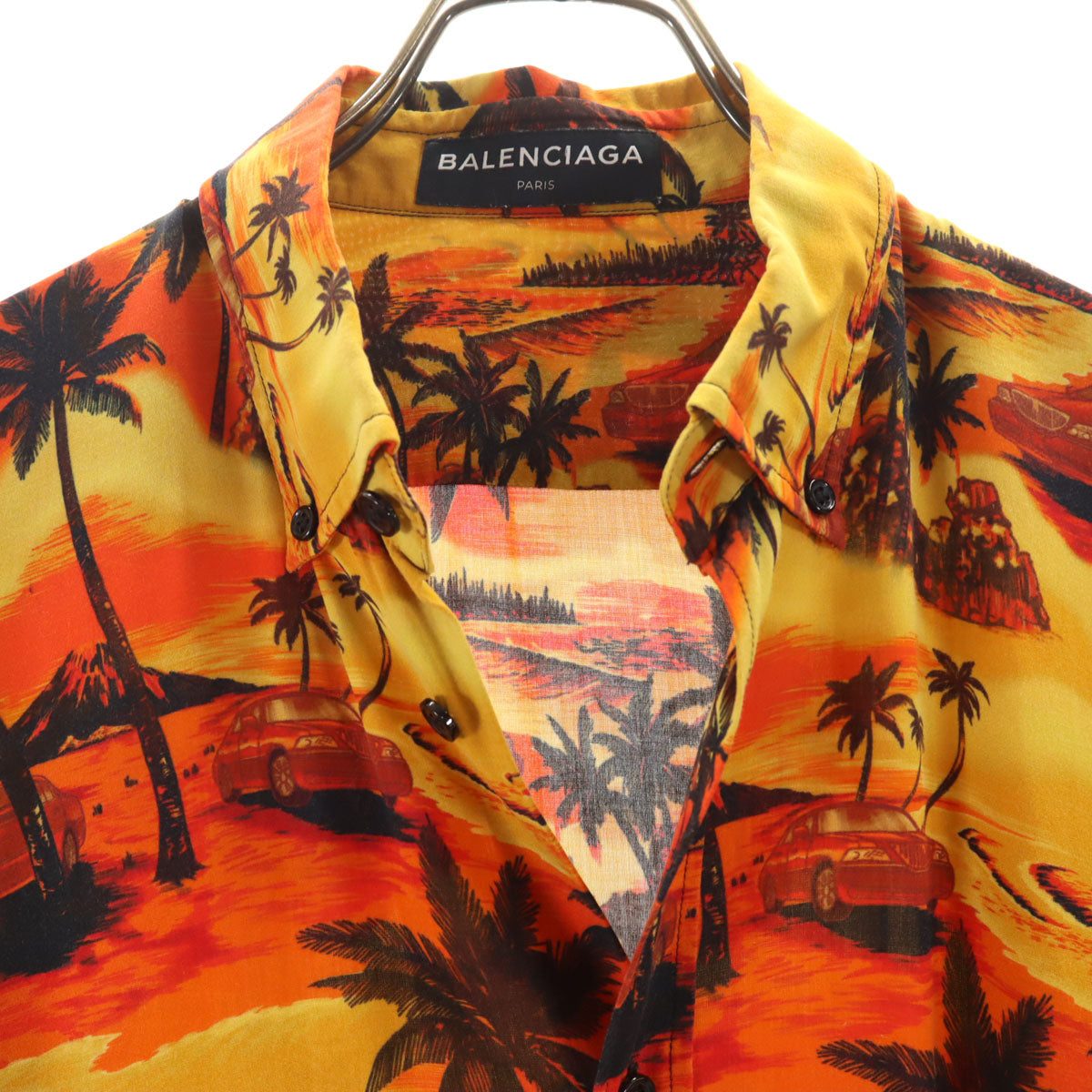 BALENCIAGA 18SS Palm Tree Aloha Shirt Yellow Size 37