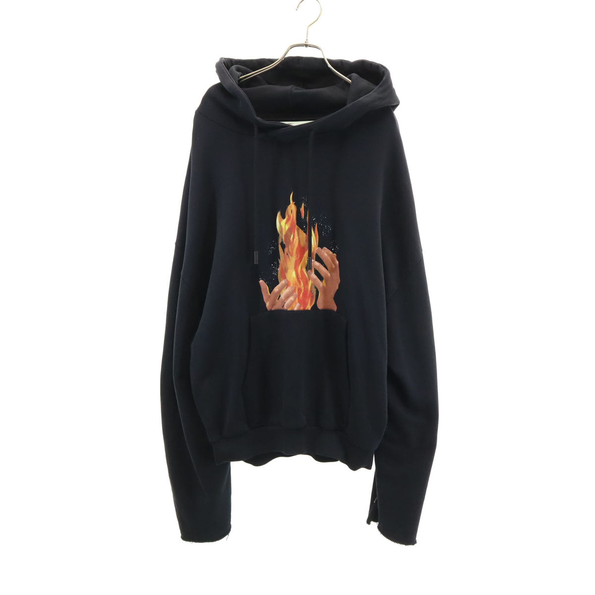OFF-WHITE "FIRE" Hoodie Black Size L