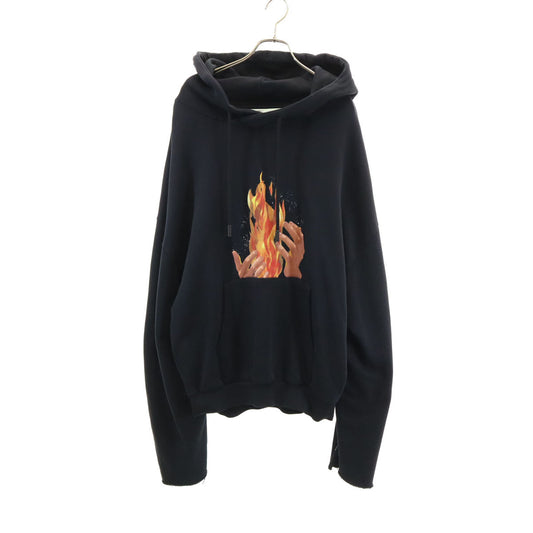 OFF-WHITE "FIRE" Hoodie Black Size L