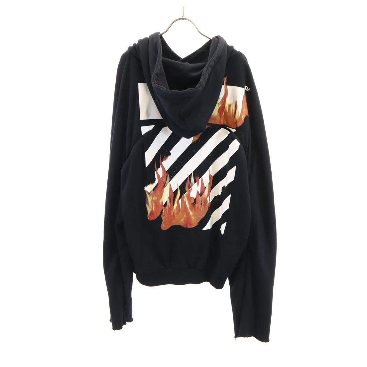 OFF-WHITE "FIRE" Hoodie Black Size L