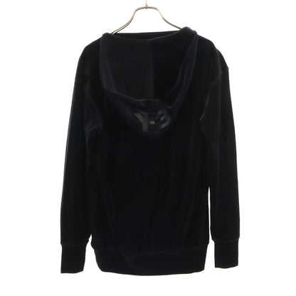 Y-3 Black Velour Long Sleeve Hoodie Size S