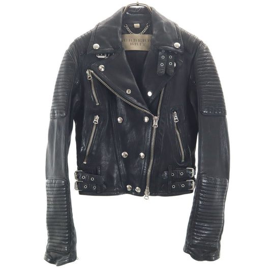 BURBERRY BRIT Lamb Leather Double Jacket Black Size 38