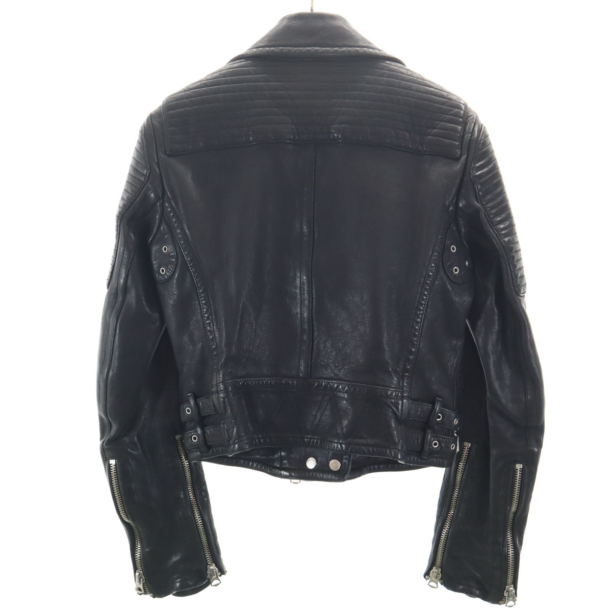 BURBERRY BRIT Lamb Leather Double Jacket Black Size 38
