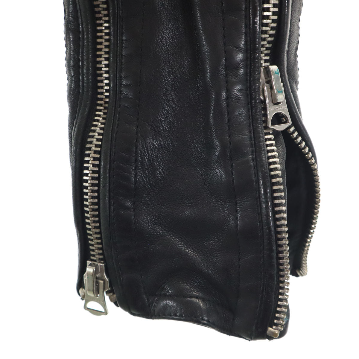 BURBERRY BRIT Lamb Leather Double Jacket Black Size 38