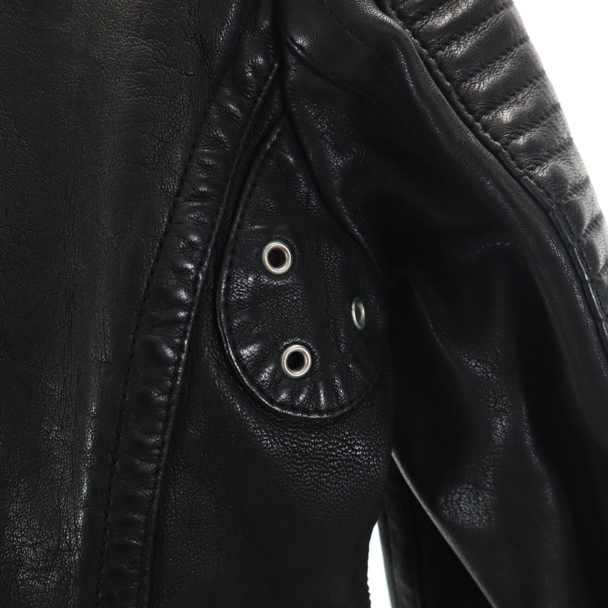 BURBERRY BRIT Lamb Leather Double Jacket Black Size 38