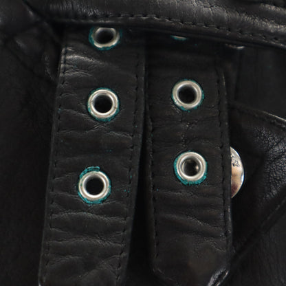 BURBERRY BRIT Lamb Leather Double Jacket Black Size 38