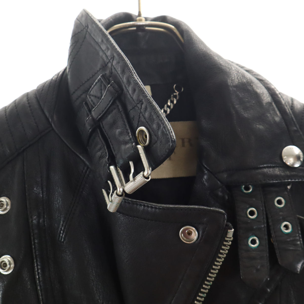 BURBERRY BRIT Lamb Leather Double Jacket Black Size 38