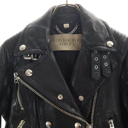 BURBERRY BRIT Lamb Leather Double Jacket Black Size 38