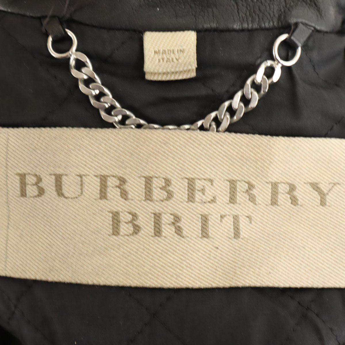 BURBERRY BRIT Lamb Leather Double Jacket Black Size 38