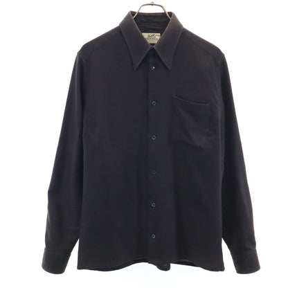 HERMES French Wool Long Sleeve Shirt Brown Size 42
