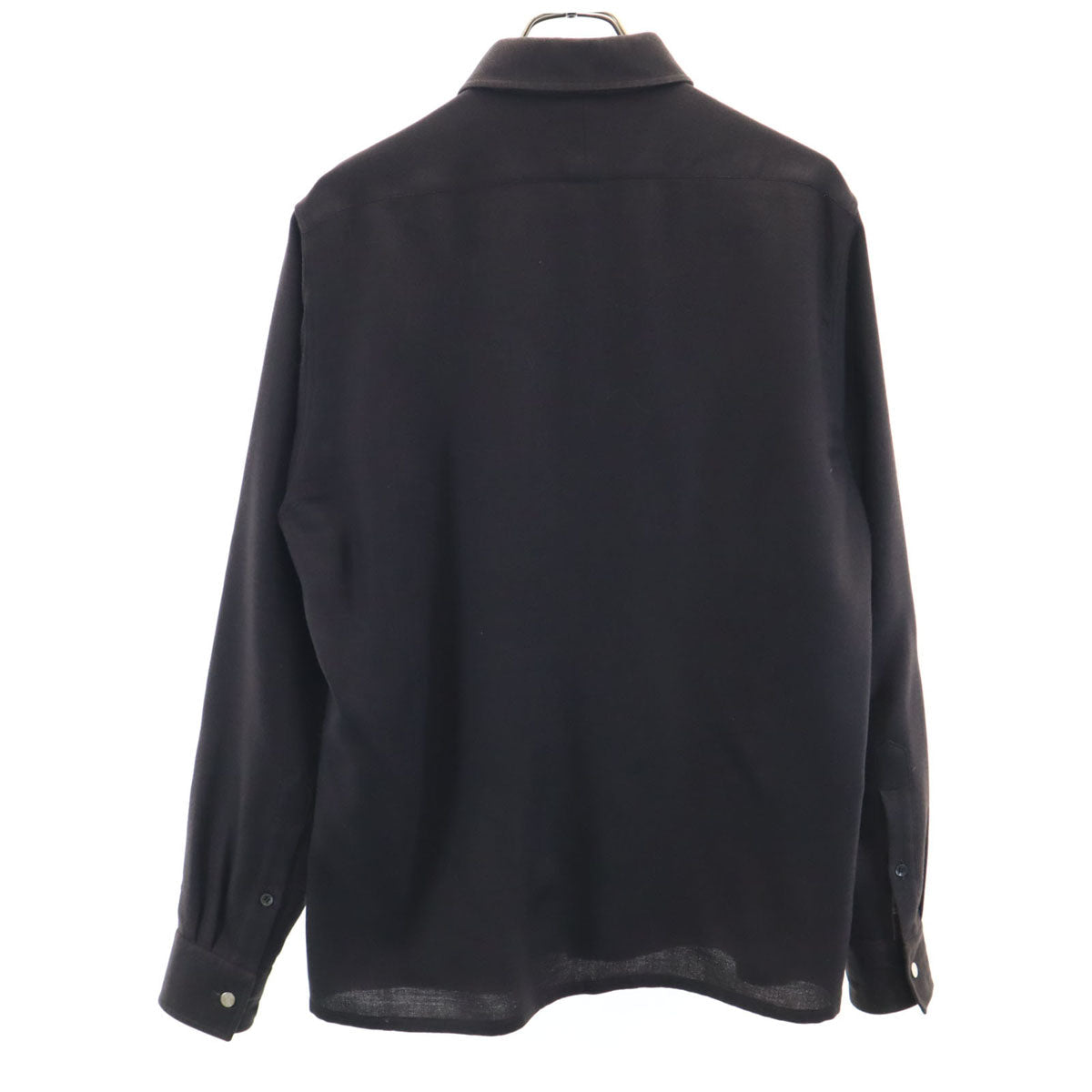 HERMES French Wool Long Sleeve Shirt Brown Size 42