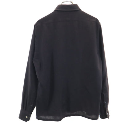 HERMES French Wool Long Sleeve Shirt Brown Size 42