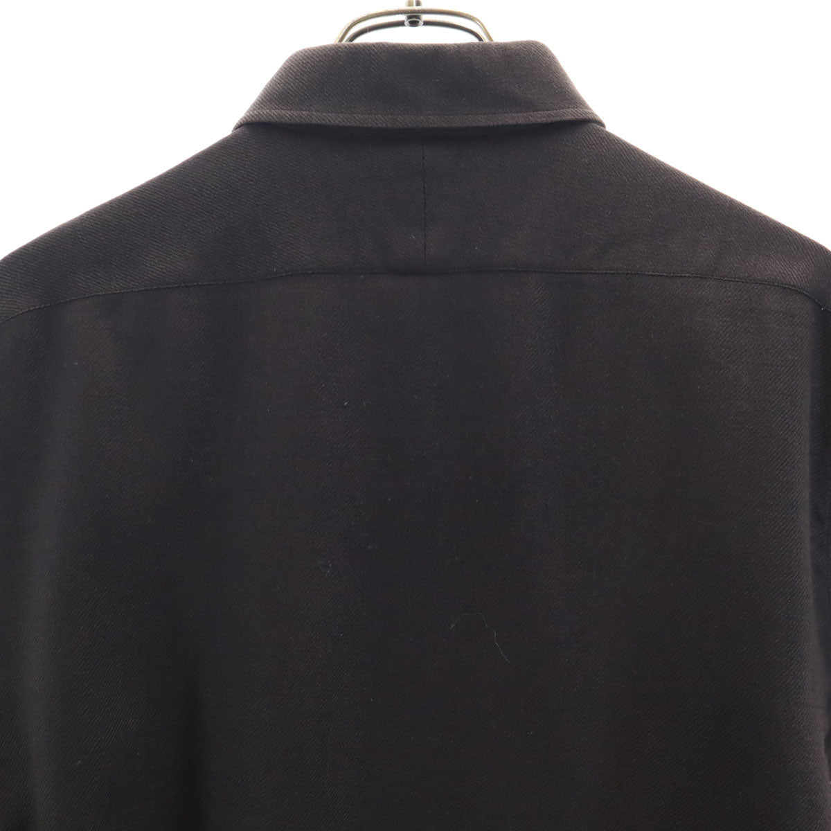 HERMES French Wool Long Sleeve Shirt Brown Size 42