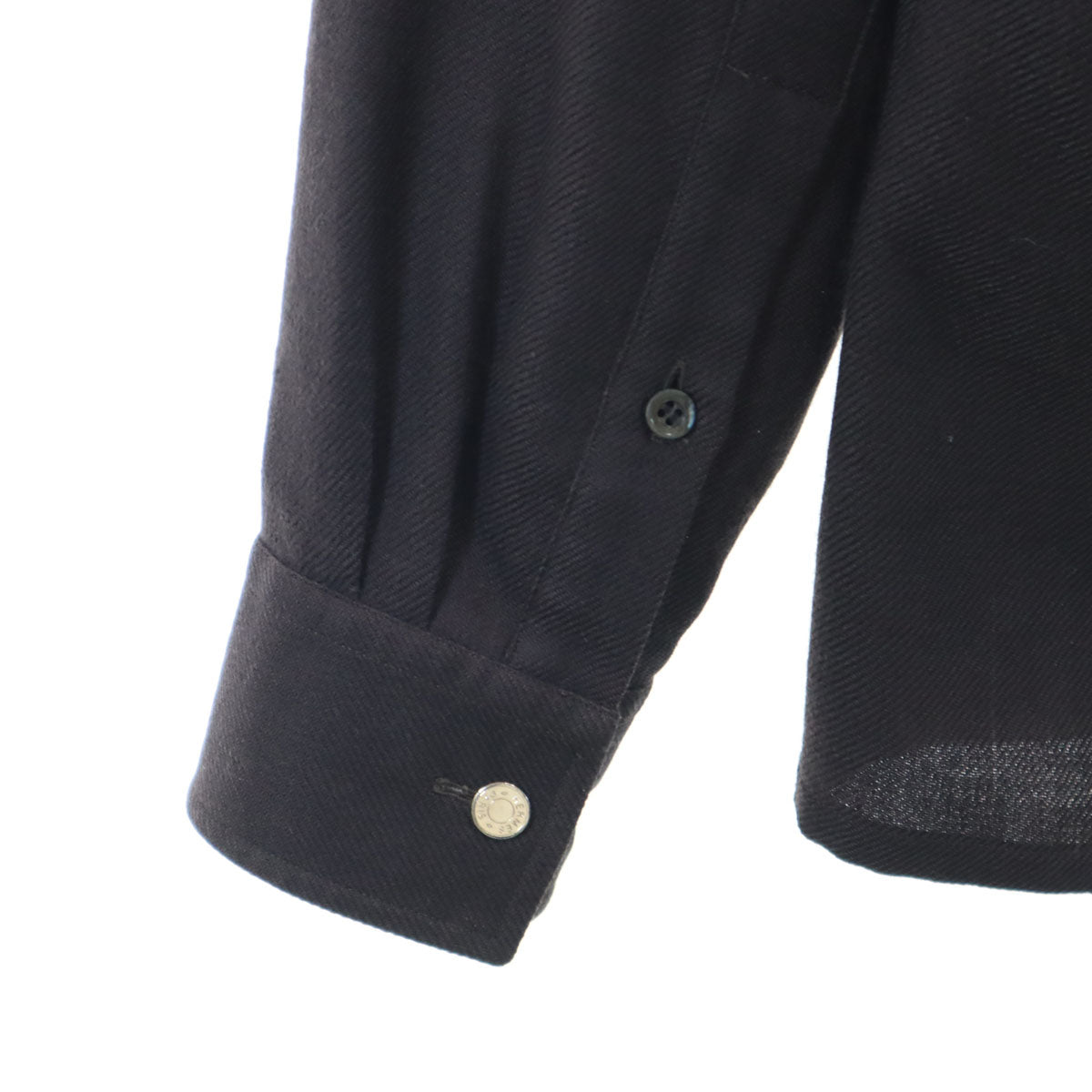HERMES French Wool Long Sleeve Shirt Brown Size 42