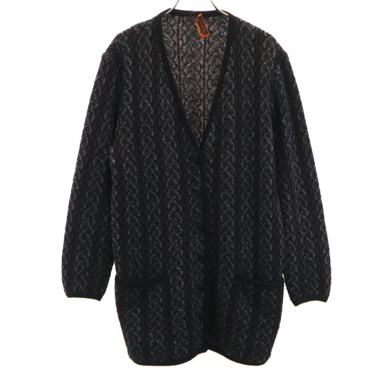 Missoni 90s Italian Cable Knit V-Neck Cardigan Black Size 42