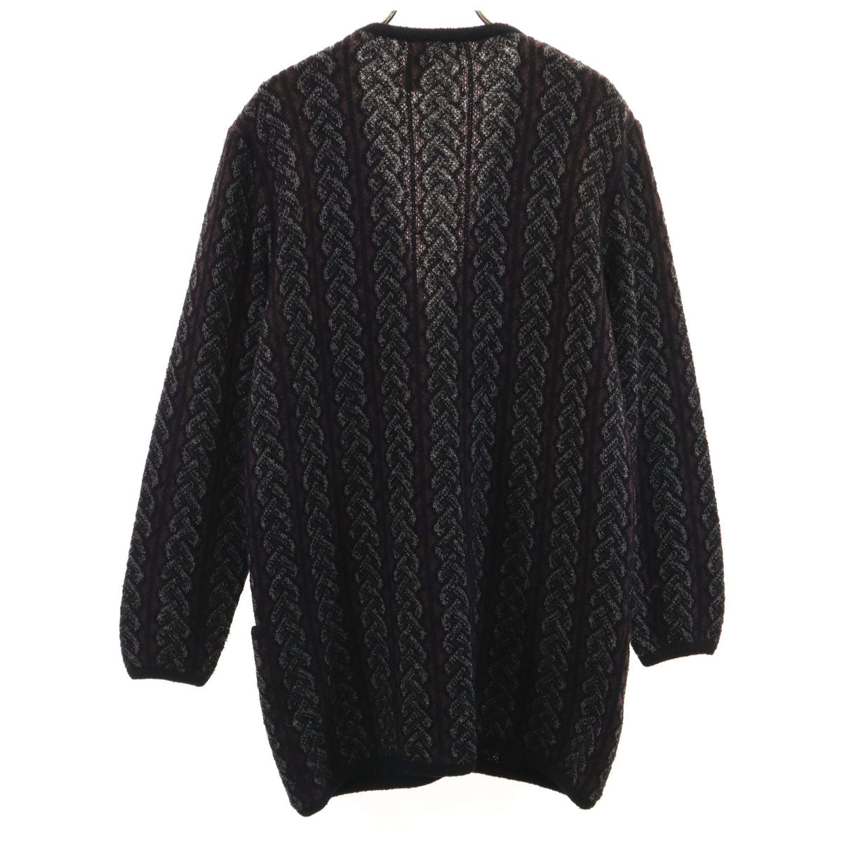Missoni 90s Italian Cable Knit V-Neck Cardigan Black Size 42
