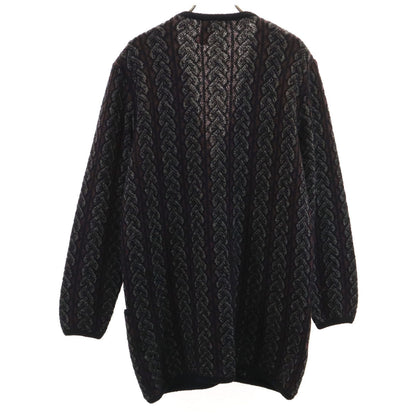 Missoni 90s Italian Cable Knit V-Neck Cardigan Black Size 42
