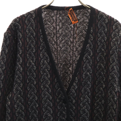 Missoni 90s Italian Cable Knit V-Neck Cardigan Black Size 42