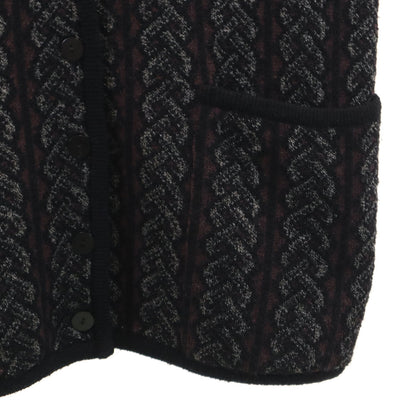Missoni 90s Italian Cable Knit V-Neck Cardigan Black Size 42