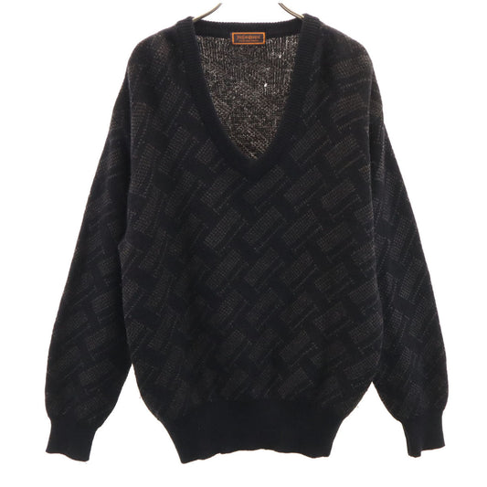 YVES SAINT LAURENT 90s All Over V-Neck Sweater Black Size L