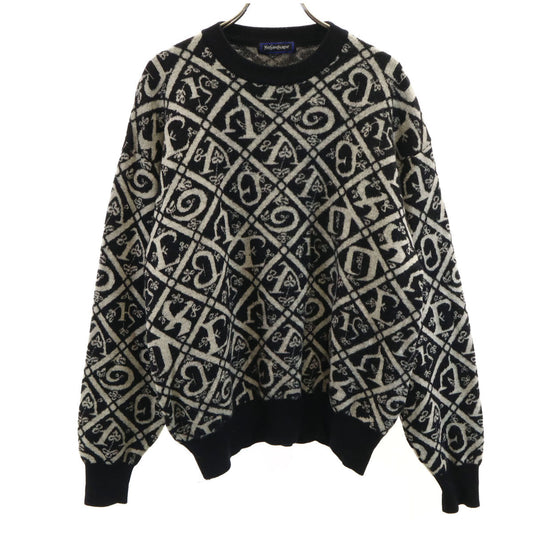 YVES SAINT LAURENT 90s All-Over Pattern Sweater Black Size L