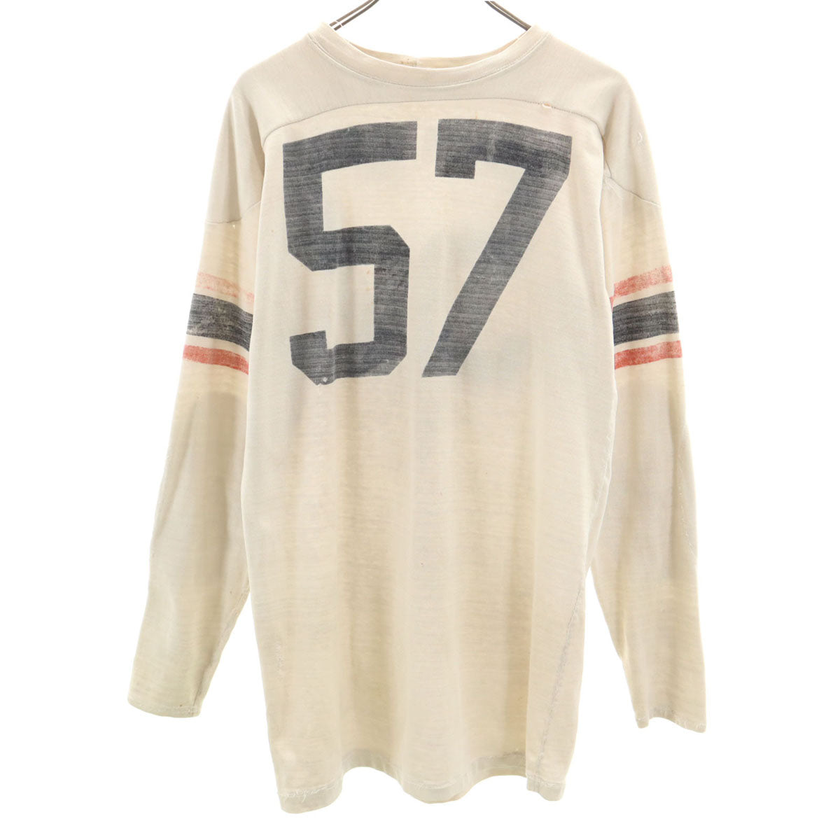 60s Vintage Football Long Sleeve T-Shirt Beige