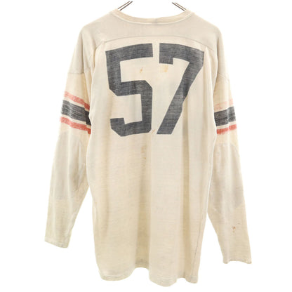 60s Vintage Football Long Sleeve T-Shirt Beige