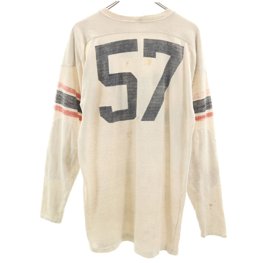 60s Vintage Football Long Sleeve T-Shirt Beige