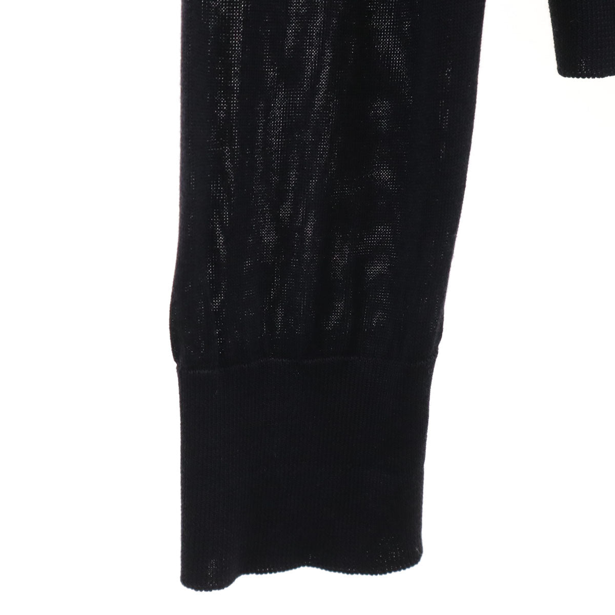 HERMES Italian Silk V-Neck Knit Cardigan Black Size L