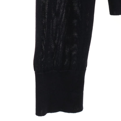 HERMES Italian Silk V-Neck Knit Cardigan Black Size L