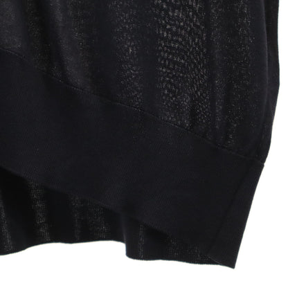 HERMES Italian Silk V-Neck Knit Cardigan Black Size L