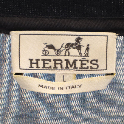 HERMES Italian Silk V-Neck Knit Cardigan Black Size L
