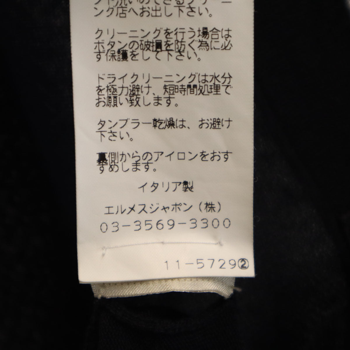 HERMES Italian Silk V-Neck Knit Cardigan Black Size L