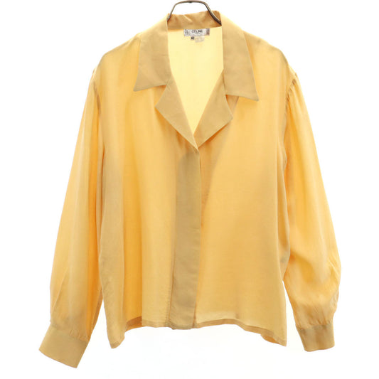 CELINE 90s Vintage French Silk Long Shirt Orange Size 42