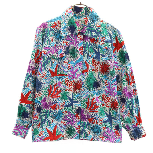 SAINT LAURENT 70s Vintage Multi Patterned Long Sleeve Shirt Size 34