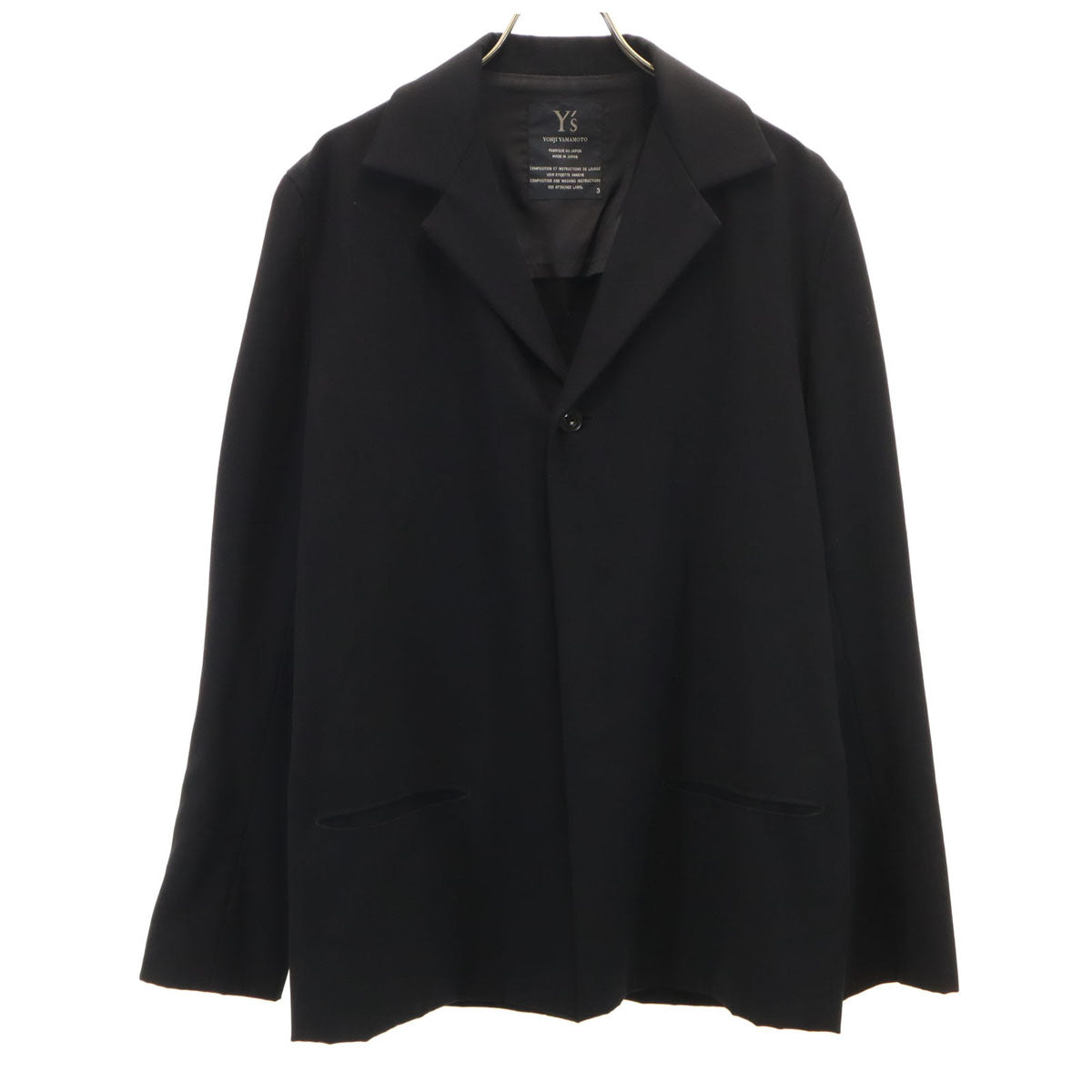 Y's Lapel Jacket Black Size JP 3