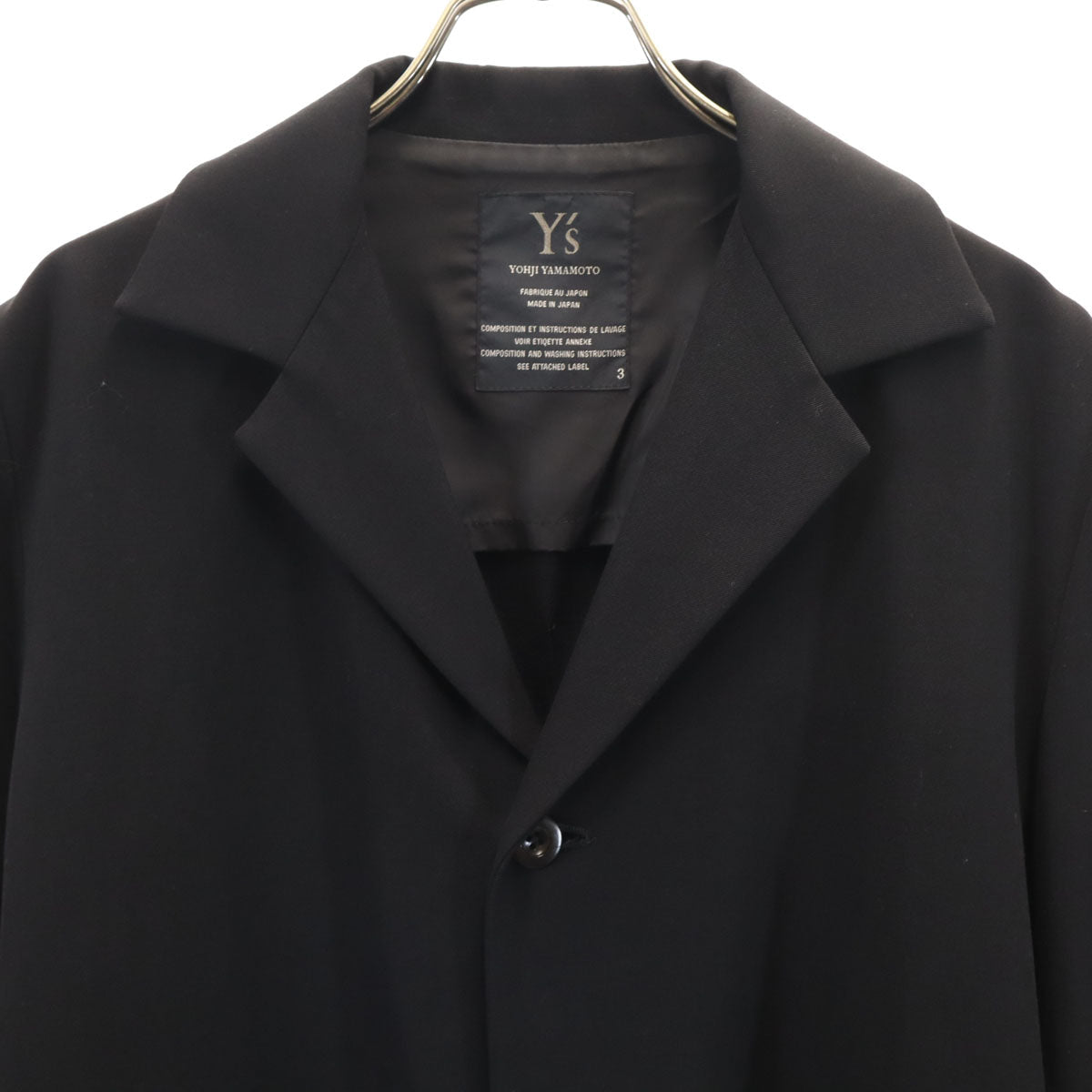 Y's Lapel Jacket Black Size JP 3