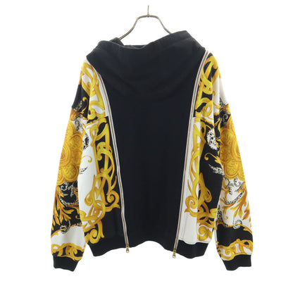 VERSACE All-Over Pattern Long Sleeve Hoodie Black Size 36