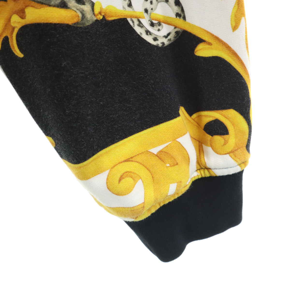 VERSACE All-Over Pattern Long Sleeve Hoodie Black Size 36